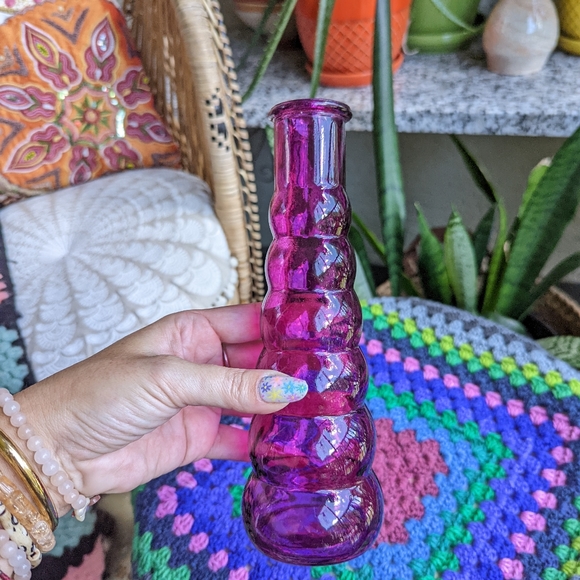 Vintage Y2K Purple Glass Bubble Vase Retro Teenage Bedroom Decor